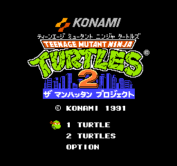 Teenage Mutant Ninja Turtles II title screen for NES